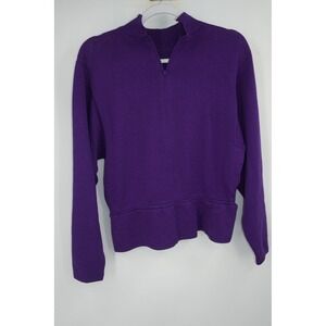 Vintage St John For Saks Fifth Avenue Sweater Womens 10 Purple Half Zip USA Made